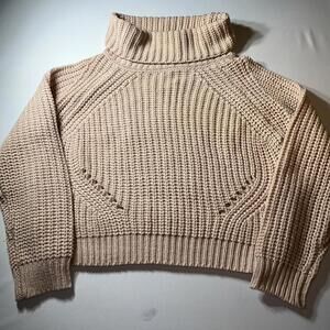 Ivy & Main Turtleneck Cropped Sweater Women's Size Medium Light Peach Knit Cozy